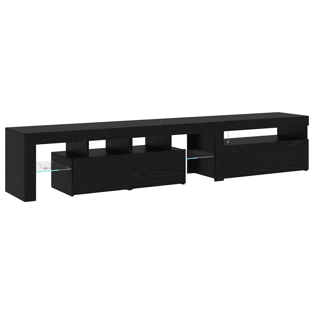 TV-Schränke 2 Stk. mit LED-Leuchten Schwarz Eiche Holzwerkstoff