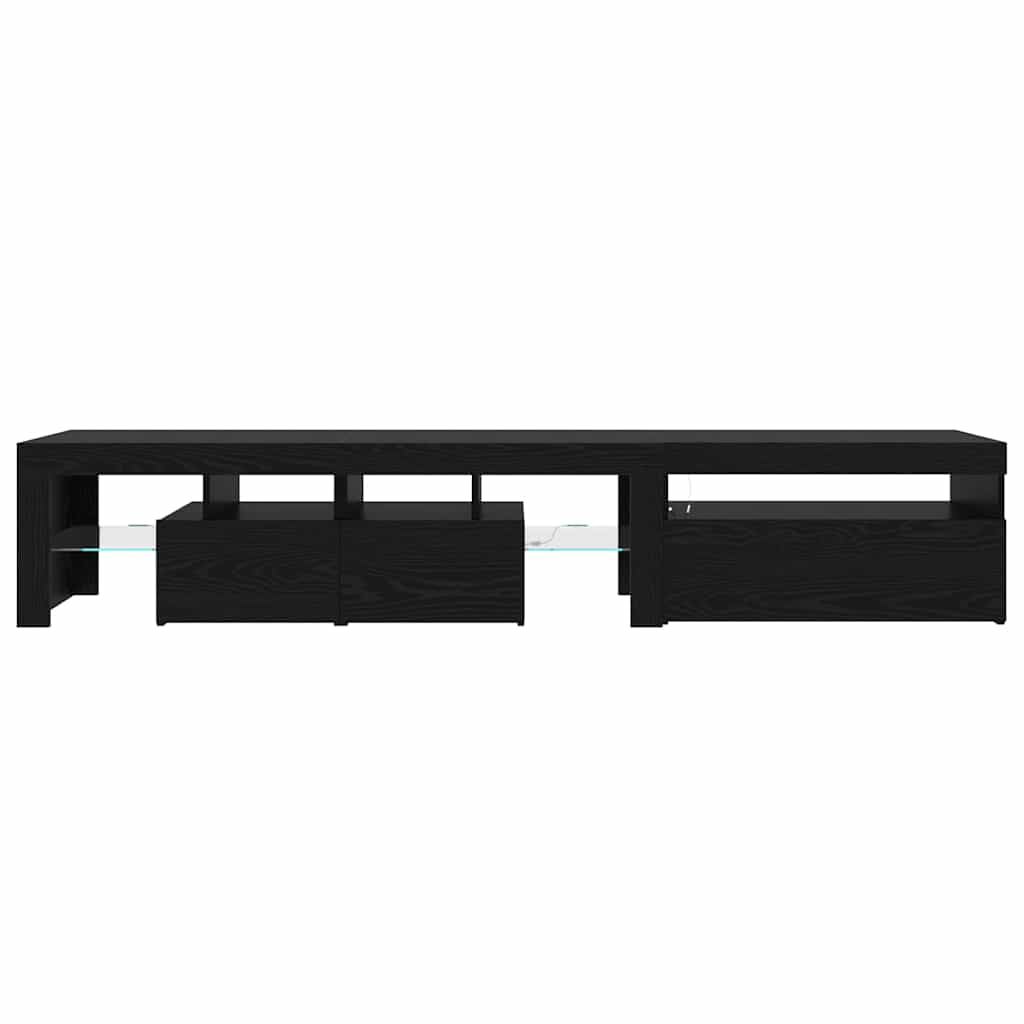 TV-Schränke 2 Stk. mit LED-Leuchten Schwarz Eiche Holzwerkstoff