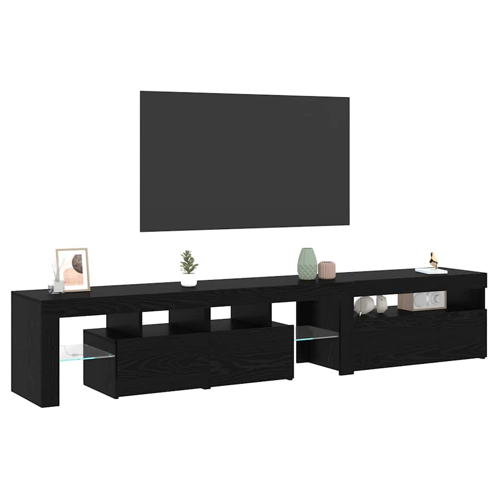 TV-Schränke 2 Stk. mit LED-Leuchten Schwarz Eiche Holzwerkstoff