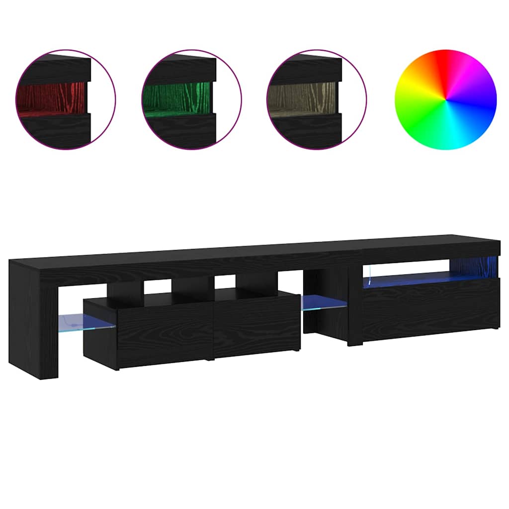 TV-Schränke 2 Stk. mit LED-Leuchten Schwarz Eiche Holzwerkstoff