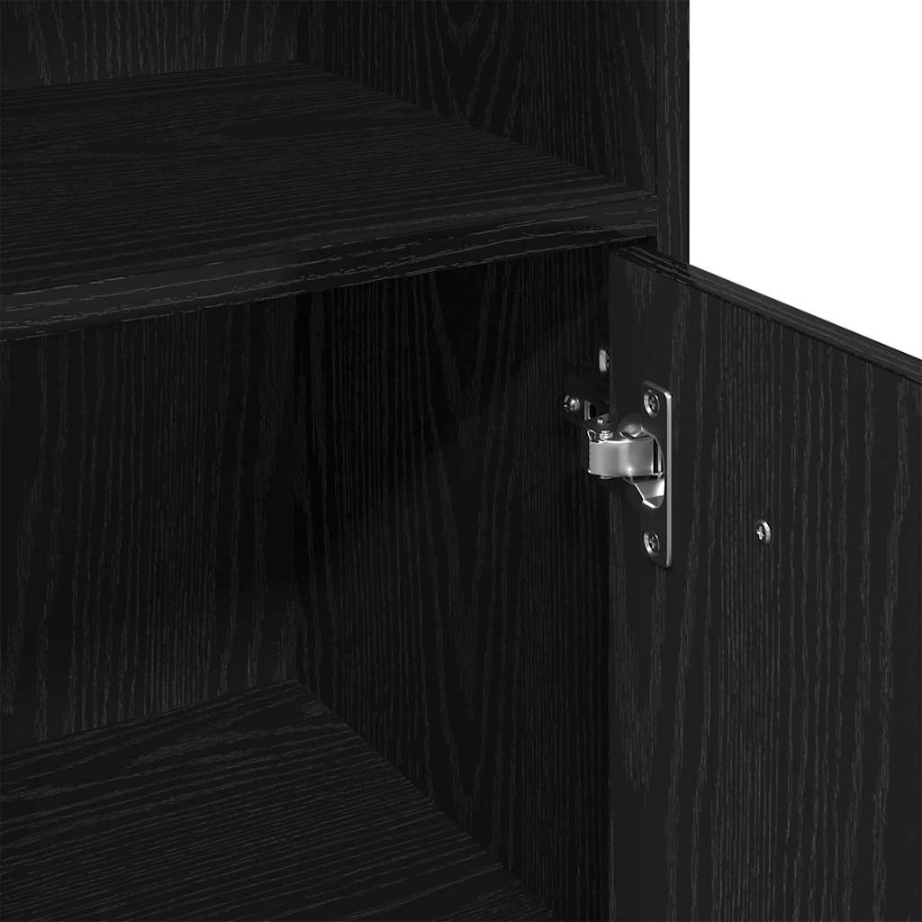 Badezimmermöbelset mit Tür 3 pcs Schwarze Eiche 60 x 33 x 60 cm