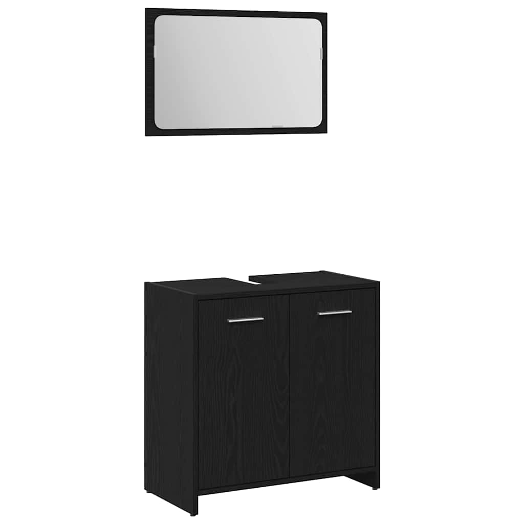 Badezimmermöbelset mit Tür 3 pcs Schwarze Eiche 60 x 33 x 60 cm