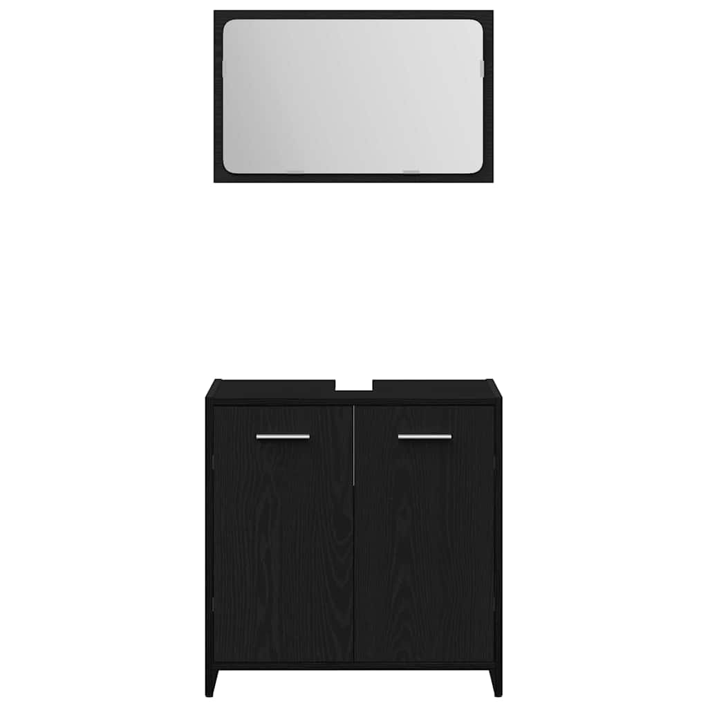 Badezimmermöbelset mit Tür 3 pcs Schwarze Eiche 60 x 33 x 60 cm