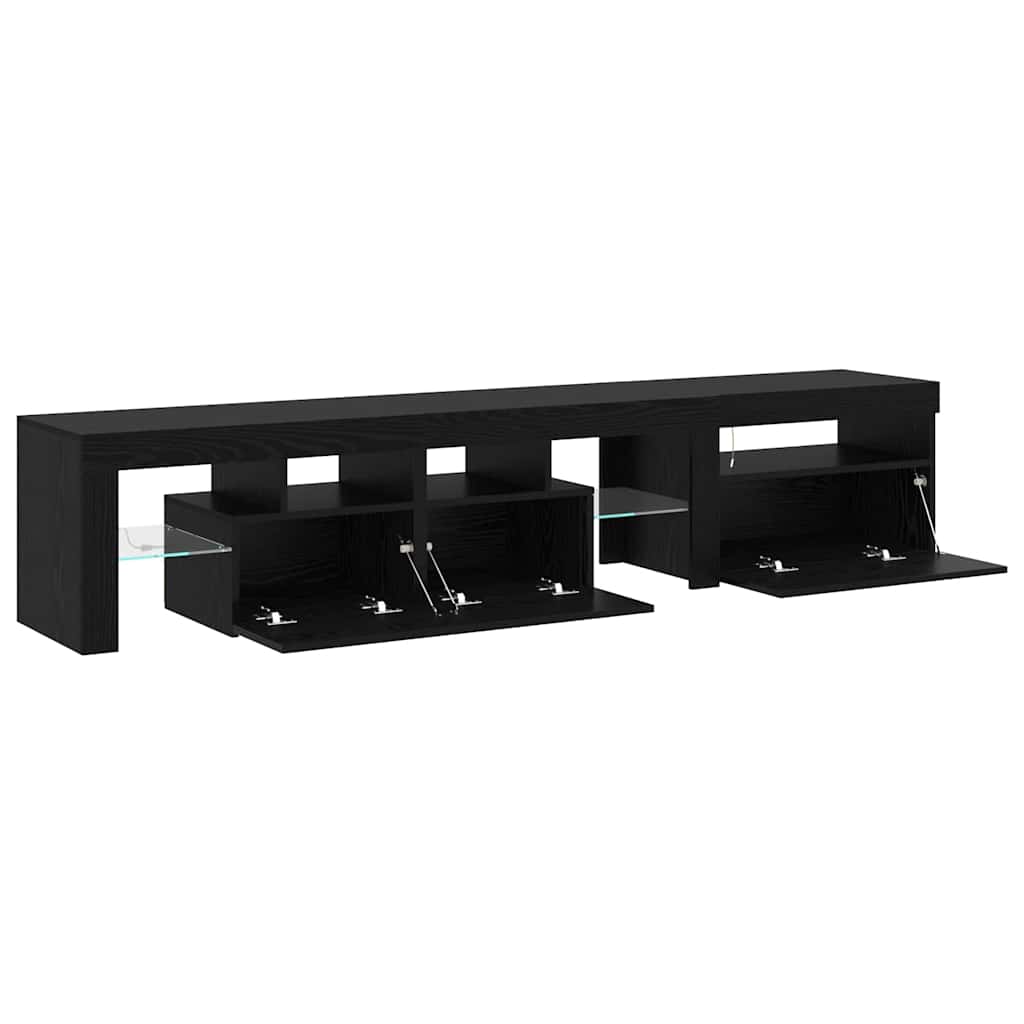 TV-Schränke 2 Stk. mit LED-Leuchten Schwarz Eiche Holzwerkstoff