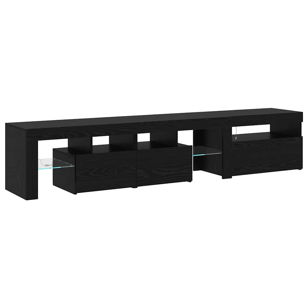 TV-Schränke 2 Stk. mit LED-Leuchten Schwarz Eiche Holzwerkstoff