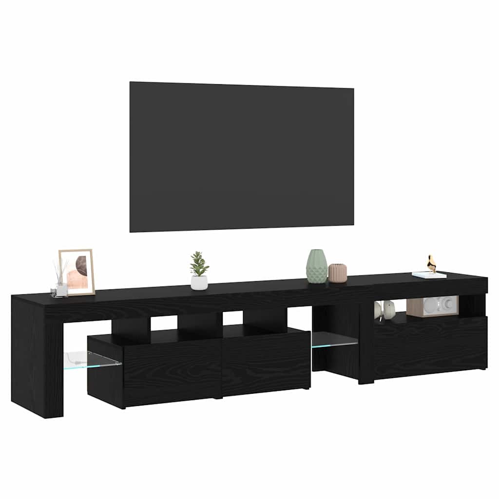 TV-Schränke 2 Stk. mit LED-Leuchten Schwarz Eiche Holzwerkstoff