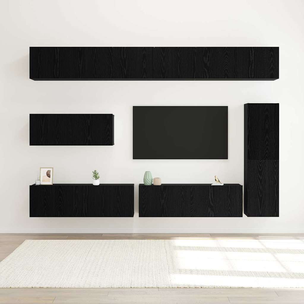 TV-Schrank-Set 7 pcs Schwarze Eiche 30,5 x 30 x 110 cm