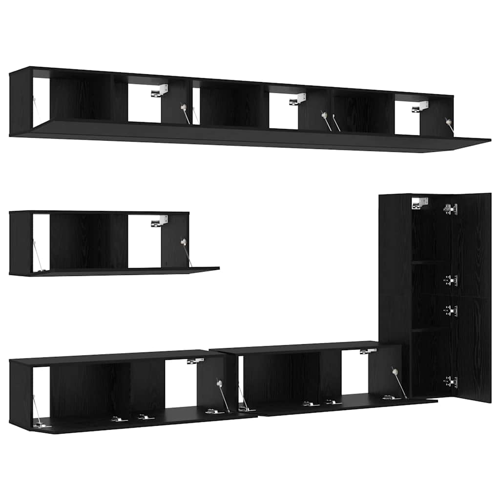 TV-Schrank-Set 7 pcs Schwarze Eiche 30,5 x 30 x 110 cm