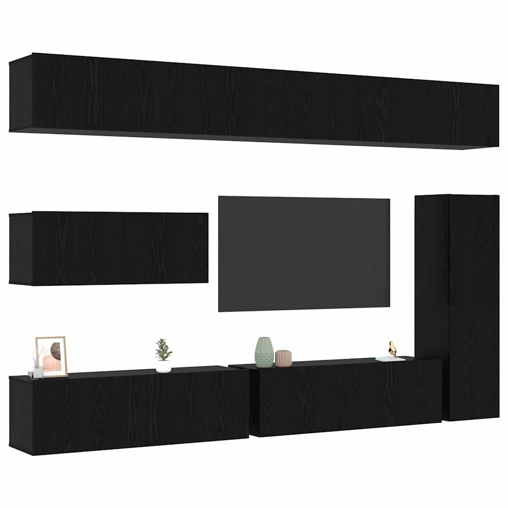 TV-Schrank-Set 7 pcs Schwarze Eiche 30,5 x 30 x 110 cm