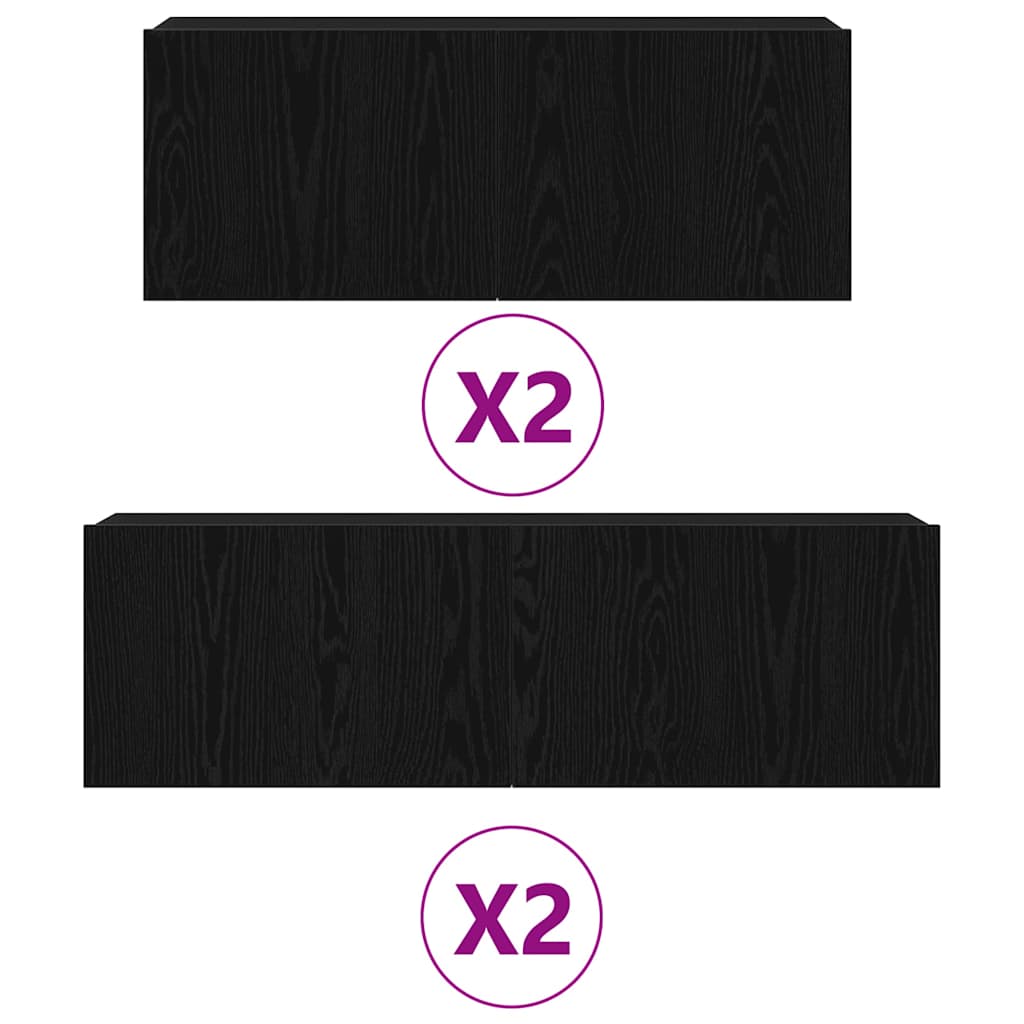 TV-Schrank-Set 4 pcs Schwarze Eiche 100 x 30 x 30 cm