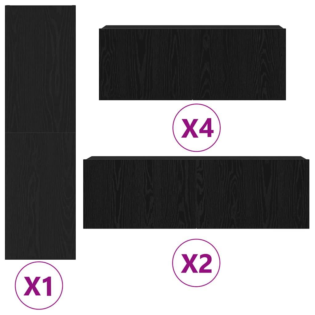 TV-Schrank-Set 9 pcs Schwarze Eiche 30,5 x 30 x 110 cm