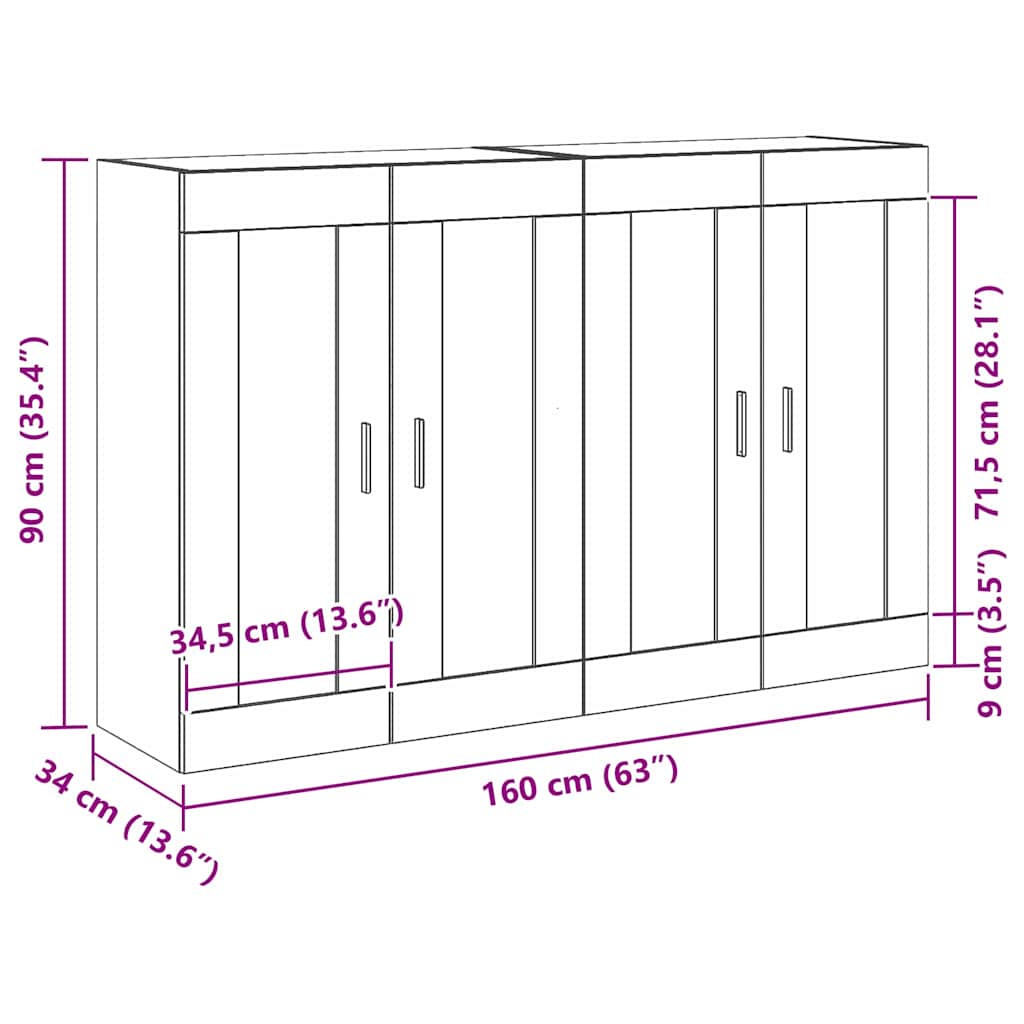 Wandmontierter Schrank Wandmontiert 2 pcs Eiche handwerklich