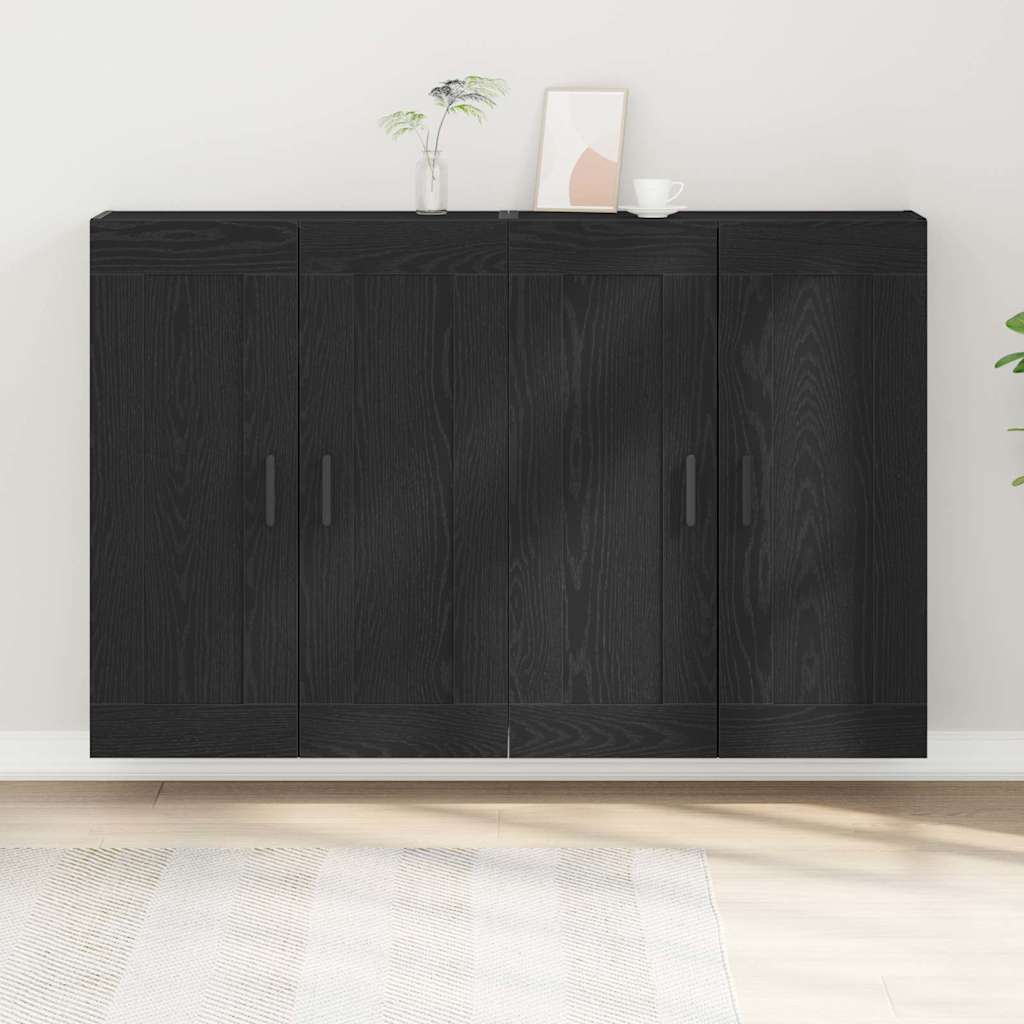 Wandmontierter Schrank 2 pcs Schwarze Eiche 160 x 34 x 90 cm