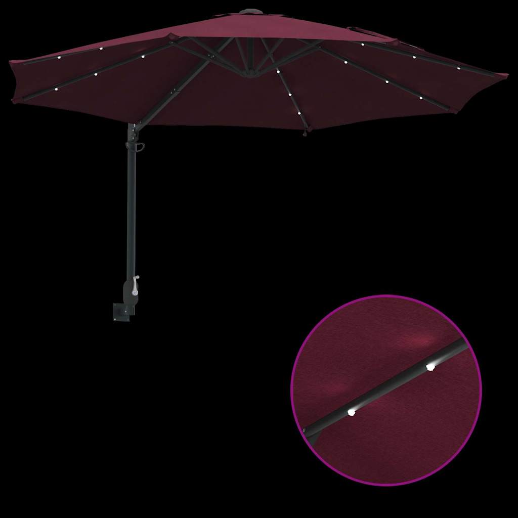 Gartenparasol Rot und Schwarz 248 x 248 x 148 cm