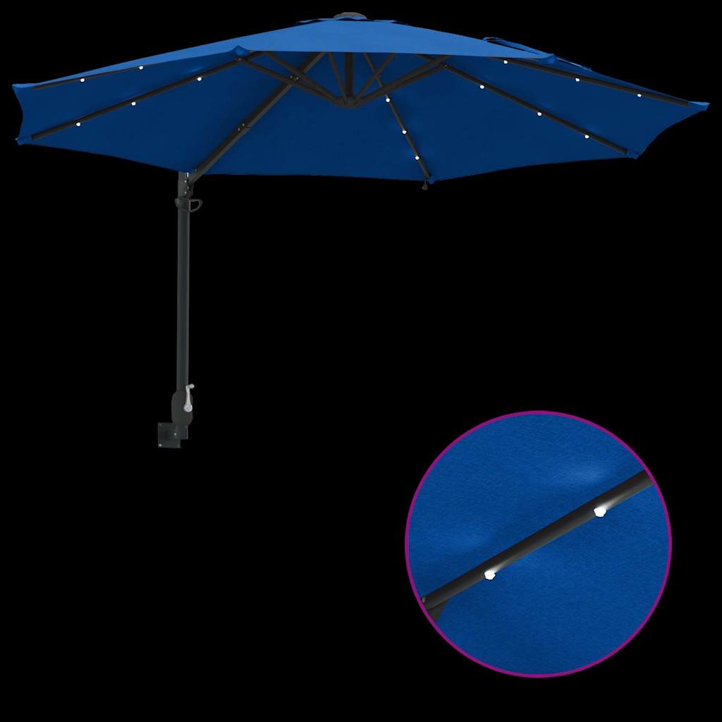 Gartenparasol Blau und Schwarz 248 x 248 x 148 cm