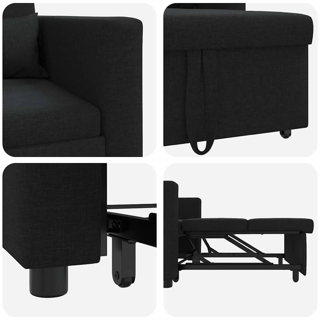 Einzel-Schlafsofa Schwarz 90 x 165 x 87 cm Stoff