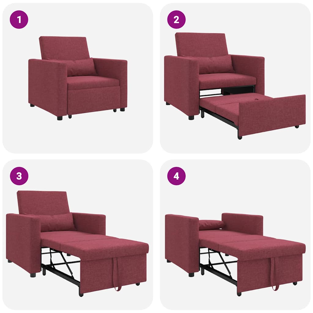 Einzel-Schlafsofa Weinrot 90 x 165 x 87 cm Stoff