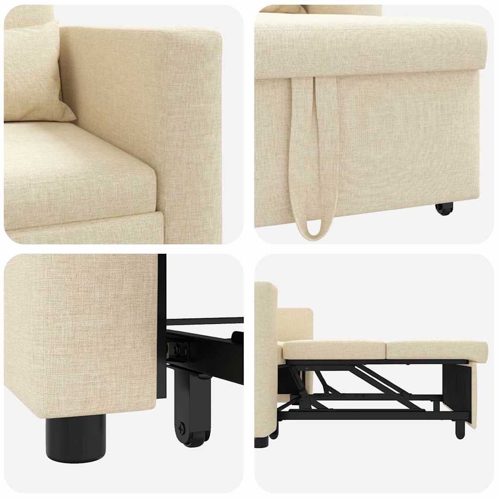 Einzel-Schlafsofa Creme 90 x 165 x 87 cm Stoff