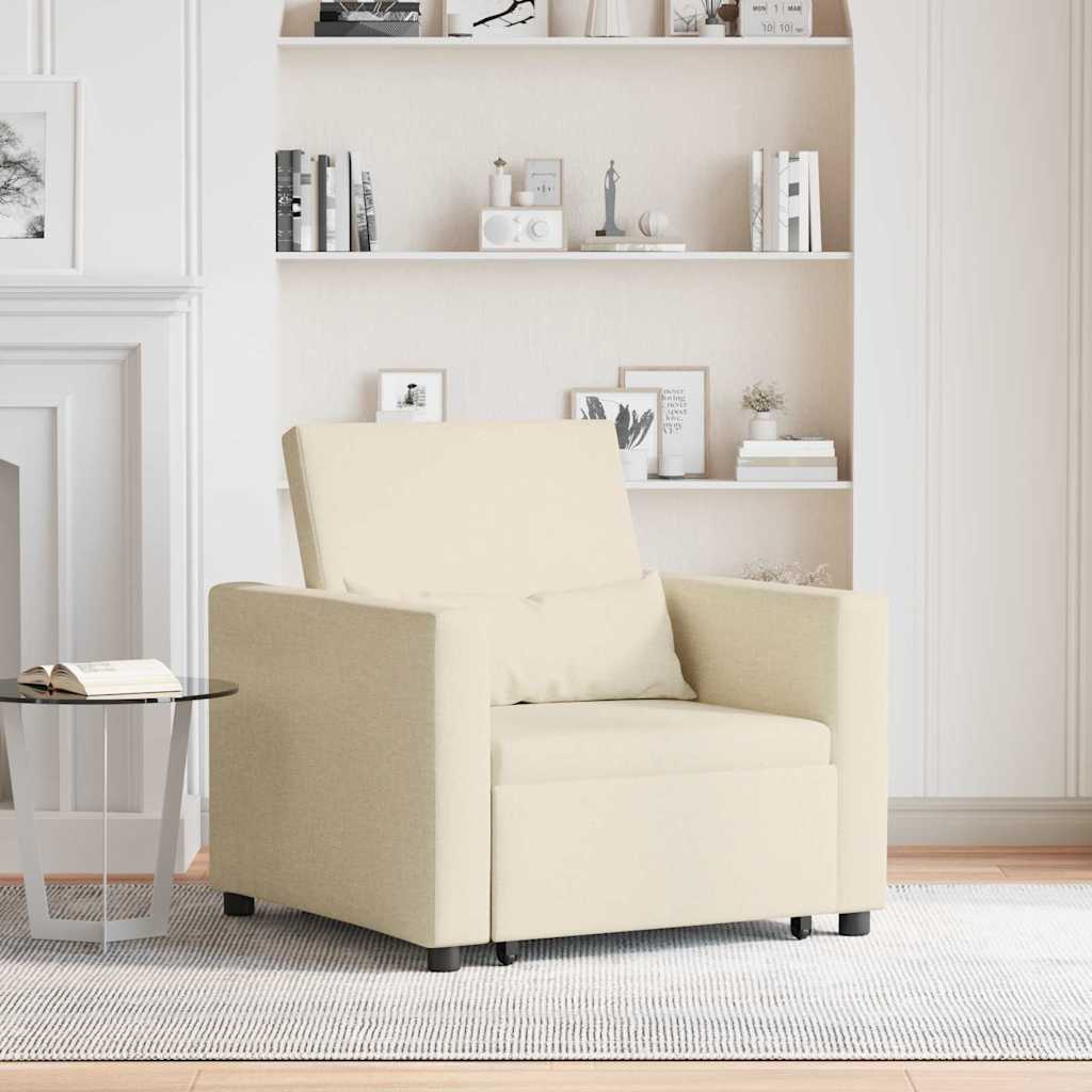 Einzel-Schlafsofa Creme 90 x 165 x 87 cm Stoff