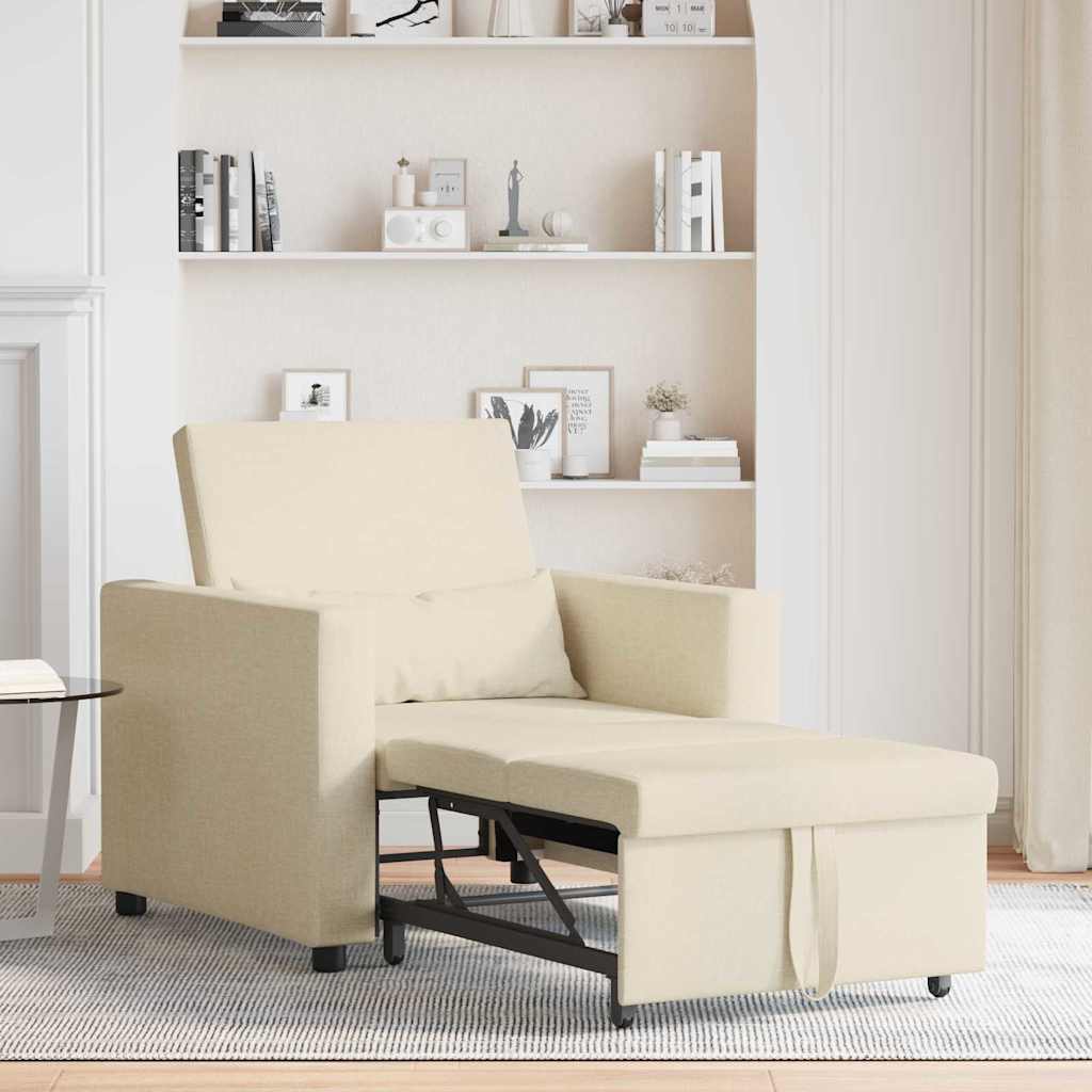 Einzel-Schlafsofa Creme 90 x 165 x 87 cm Stoff