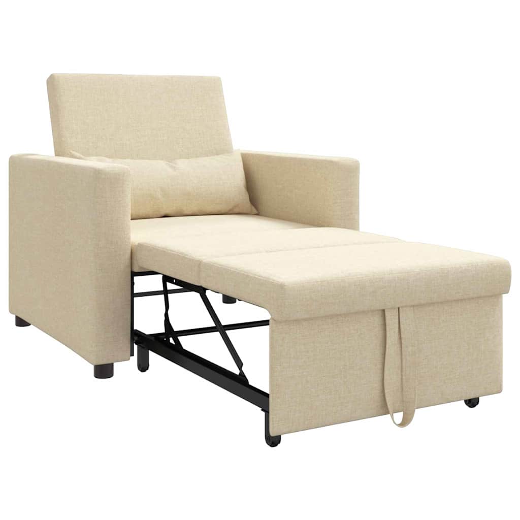 Einzel-Schlafsofa Creme 90 x 165 x 87 cm Stoff