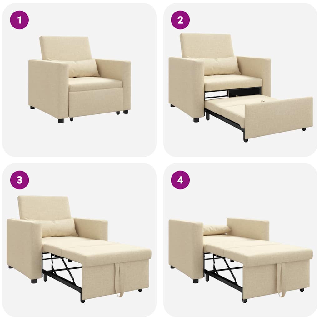 Einzel-Schlafsofa Creme 90 x 165 x 87 cm Stoff