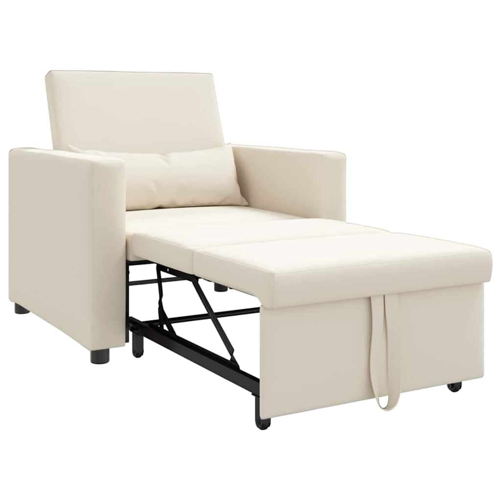Einzel-Schlafsofa Cremeweiß 90 x 165 x 87 cm Leinen