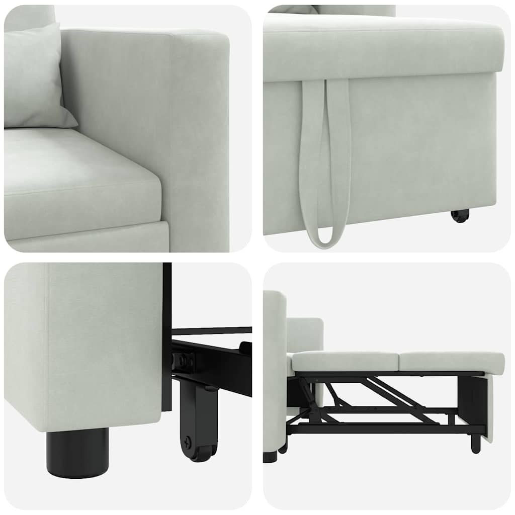 Einzel-Schlafsofa Hellgrau 90 x 165 x 87 cm Samt