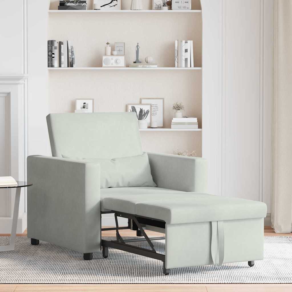 Einzel-Schlafsofa Hellgrau 90 x 165 x 87 cm Samt