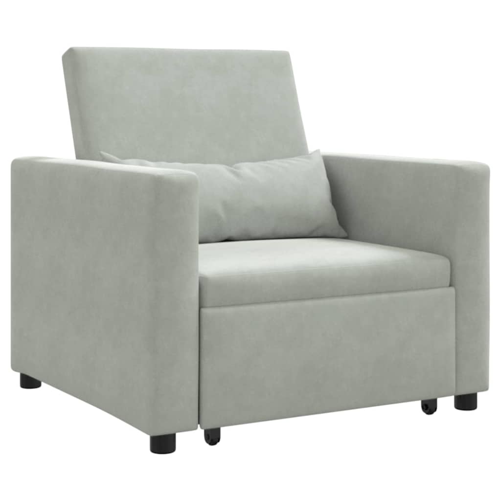 Einzel-Schlafsofa Hellgrau 90 x 165 x 87 cm Samt