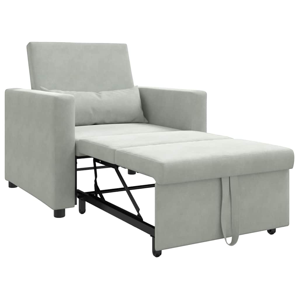 Einzel-Schlafsofa Hellgrau 90 x 165 x 87 cm Samt