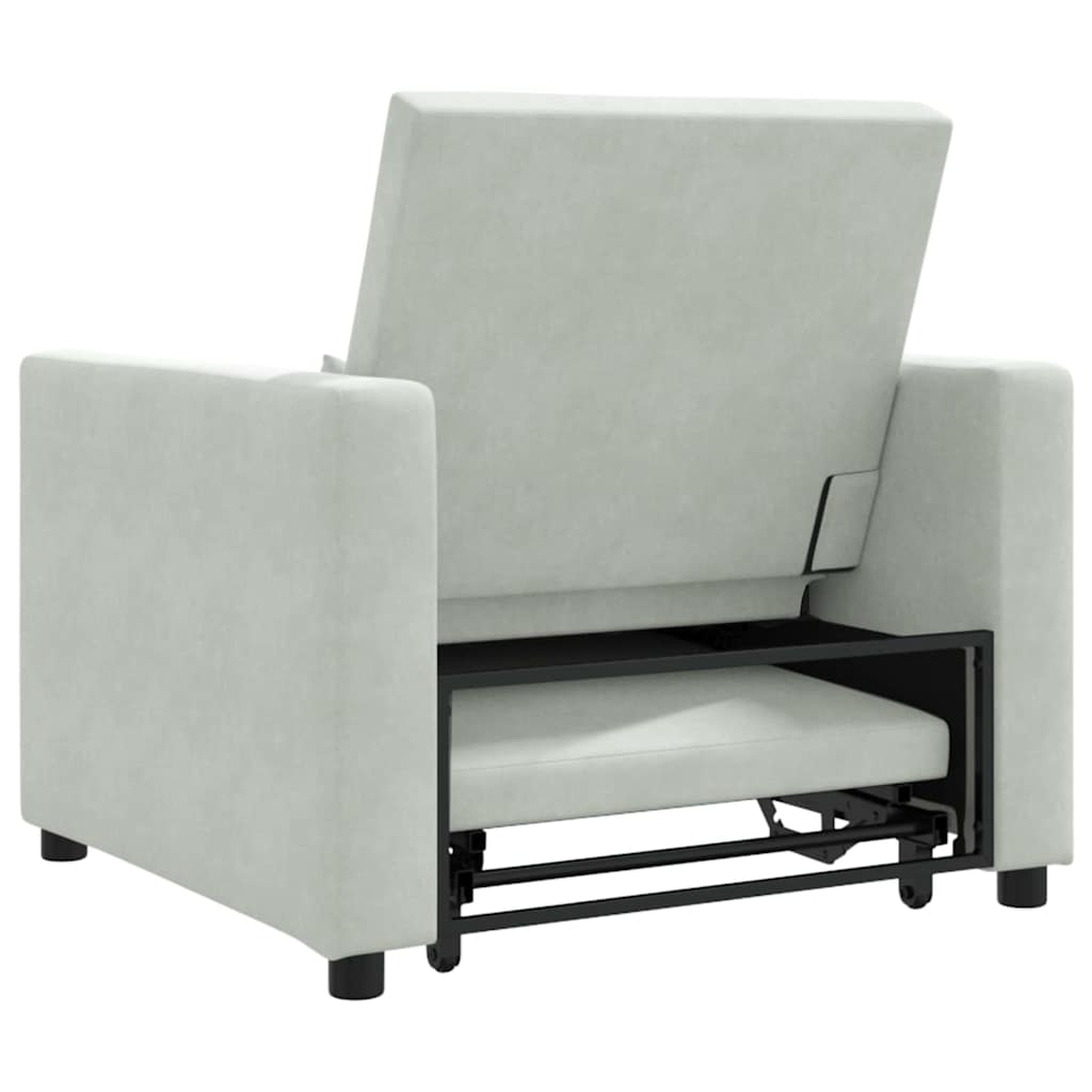 Einzel-Schlafsofa Hellgrau 90 x 165 x 87 cm Samt