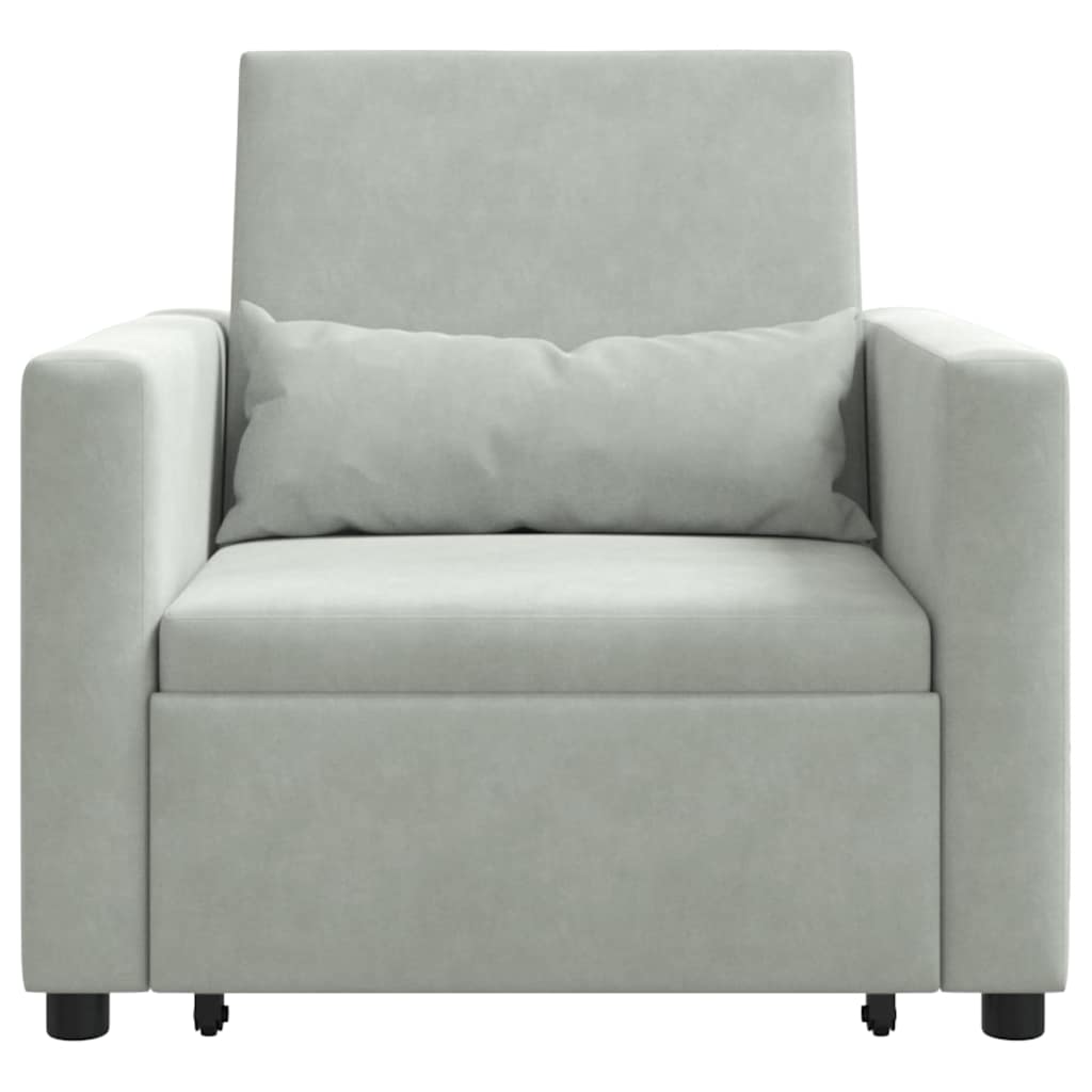 Einzel-Schlafsofa Hellgrau 90 x 165 x 87 cm Samt