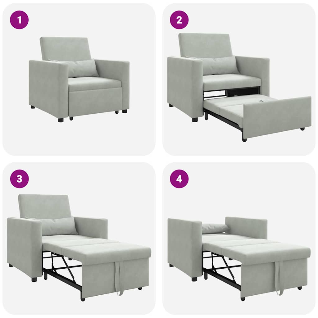 Einzel-Schlafsofa Hellgrau 90 x 165 x 87 cm Samt