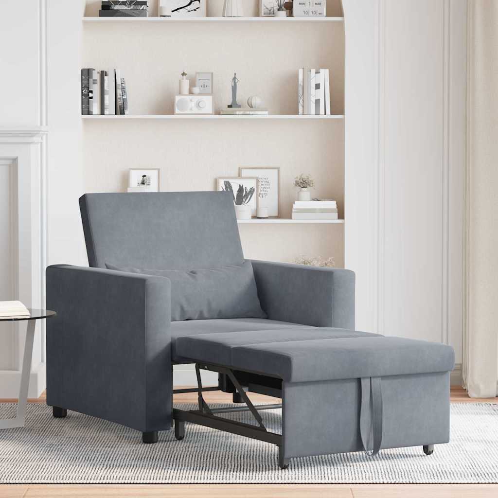 Einzel-Schlafsofa Dunkelgrau 90 x 165 x 87 cm Samt