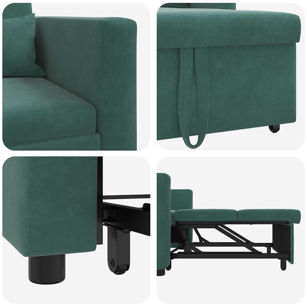 Einzel-Schlafsofa Dunkelgrün 90 x 165 x 87 cm Samt