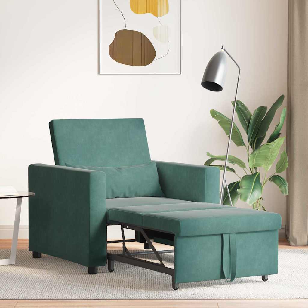 Einzel-Schlafsofa Dunkelgrün 90 x 165 x 87 cm Samt
