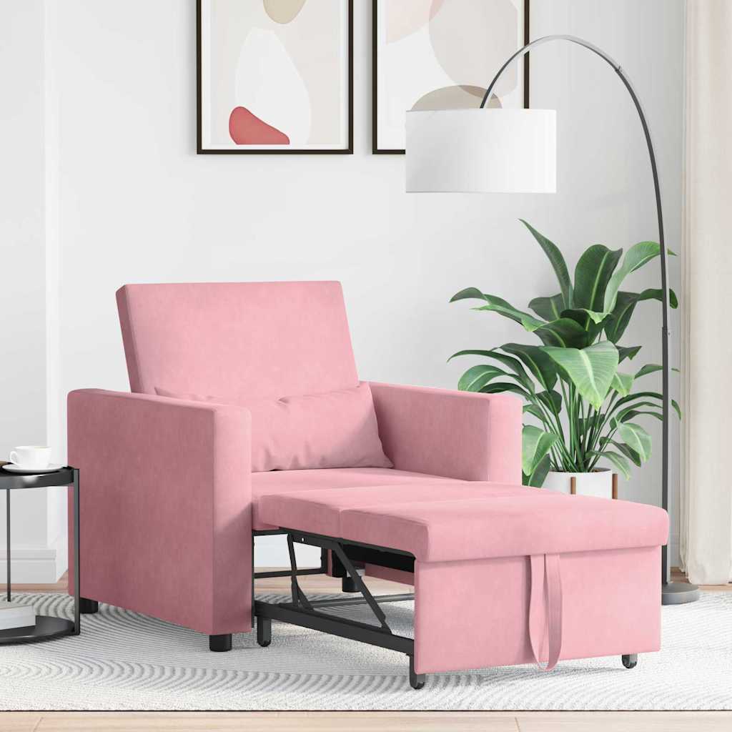Einzel-Schlafsofa Hellrosa 90 x 165 x 87 cm Samt