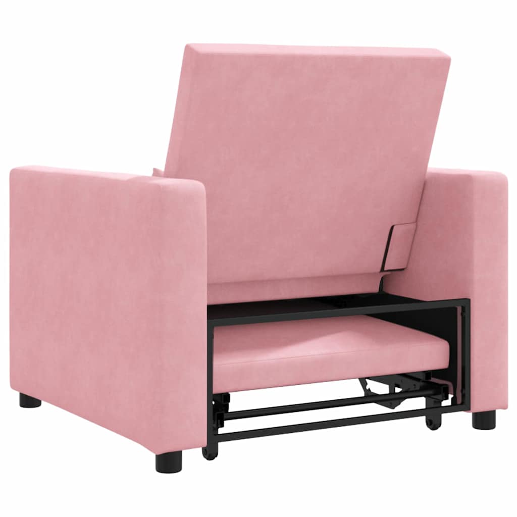 Einzel-Schlafsofa Hellrosa 90 x 165 x 87 cm Samt