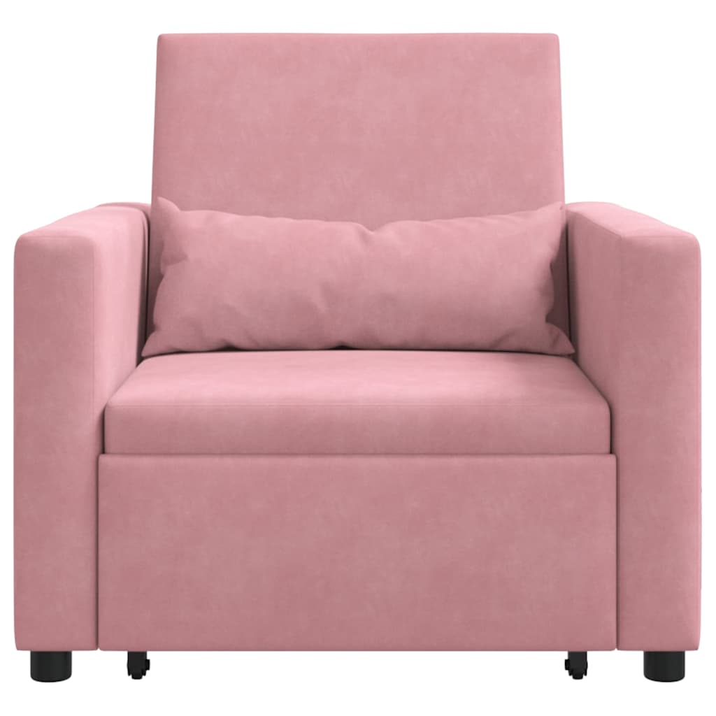 Einzel-Schlafsofa Hellrosa 90 x 165 x 87 cm Samt