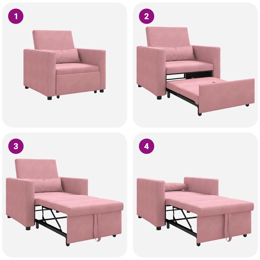 Einzel-Schlafsofa Hellrosa 90 x 165 x 87 cm Samt