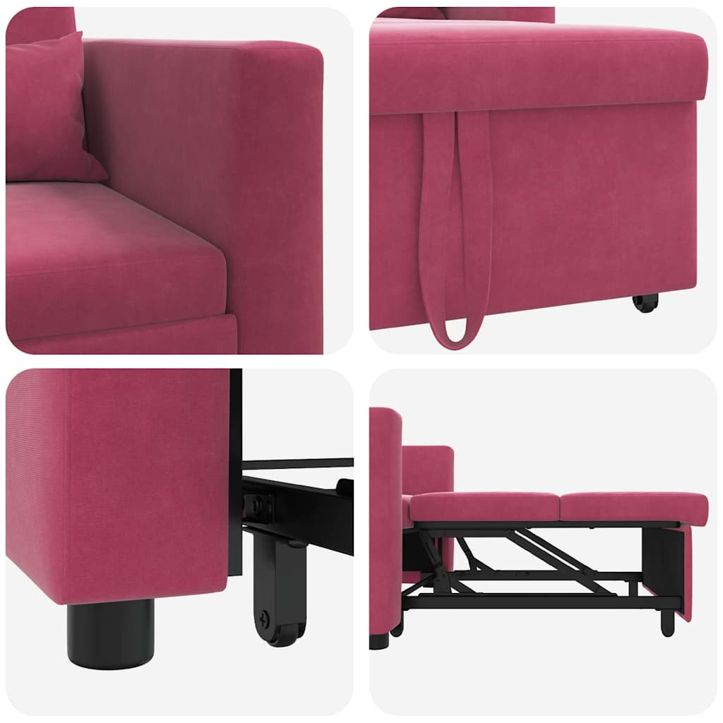 Einzel-Schlafsofa Weinrot 90 x 165 x 87 cm Samt