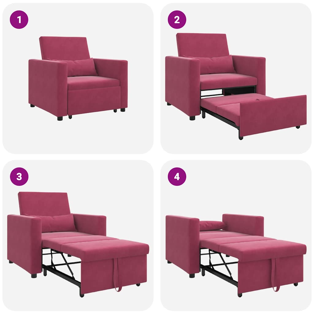 Einzel-Schlafsofa Weinrot 90 x 165 x 87 cm Samt