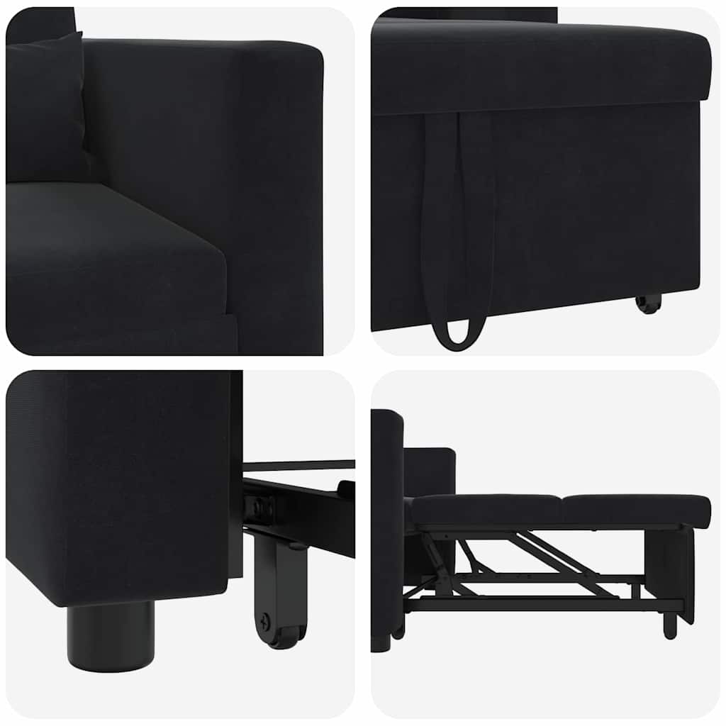 Einzel-Schlafsofa Schwarz 90 x 165 x 87 cm Samt