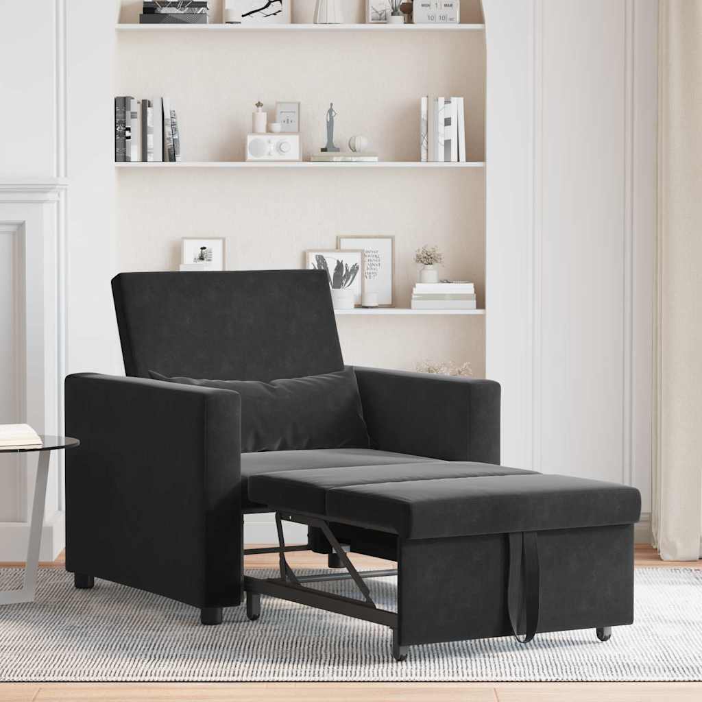 Einzel-Schlafsofa Schwarz 90 x 165 x 87 cm Samt