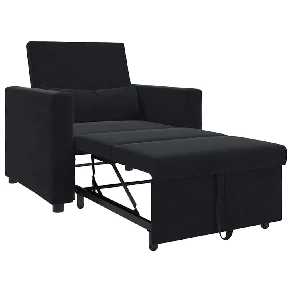 Einzel-Schlafsofa Schwarz 90 x 165 x 87 cm Samt