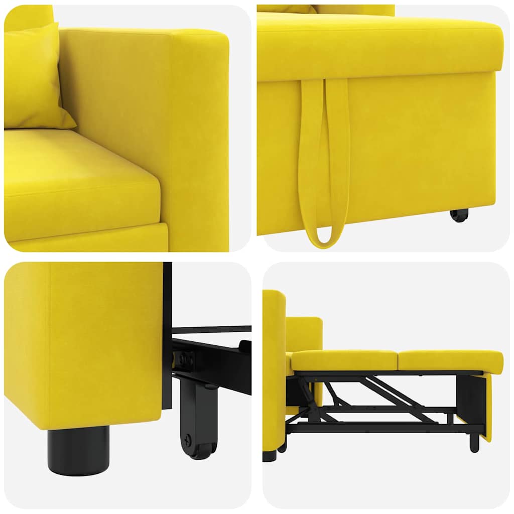 Einzel-Schlafsofa Gelb 90 x 165 x 87 cm Samt