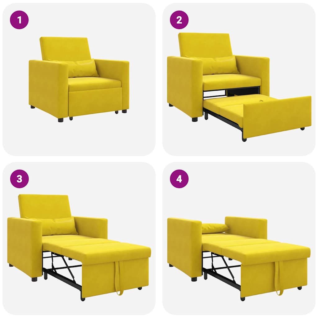 Einzel-Schlafsofa Gelb 90 x 165 x 87 cm Samt