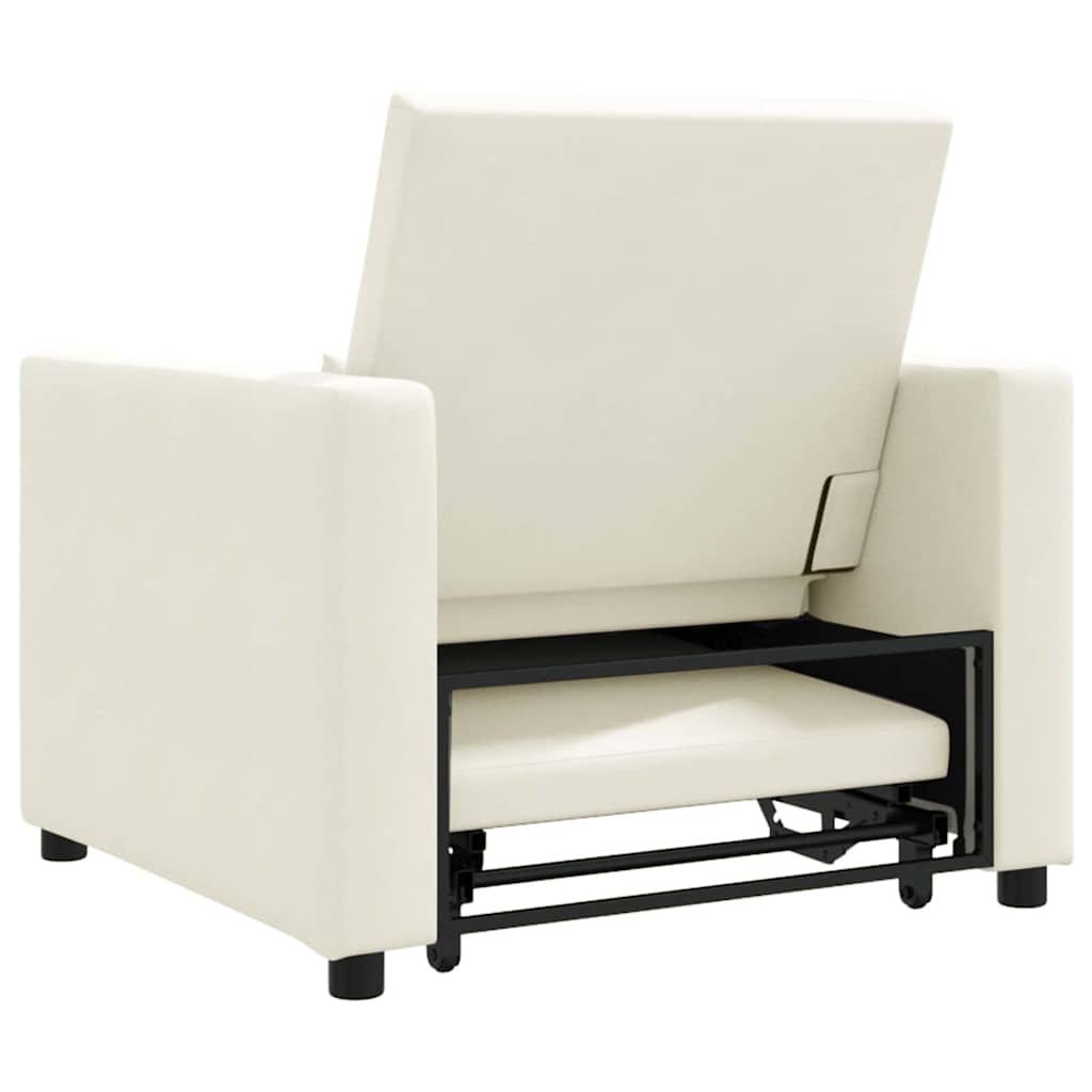 Einzel-Schlafsofa Creme 90 x 165 x 87 cm Samt