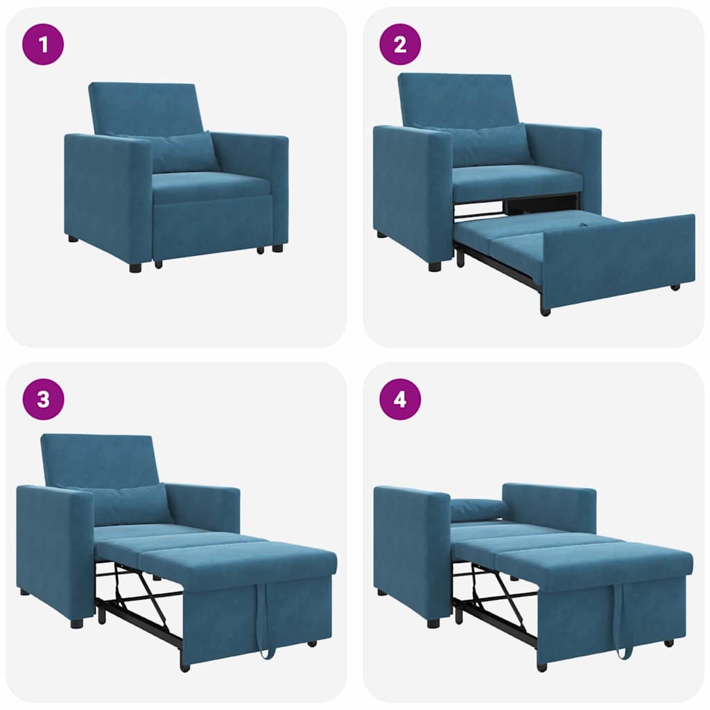 Einzel-Schlafsofa Blau 90 x 165 x 87 cm Samt